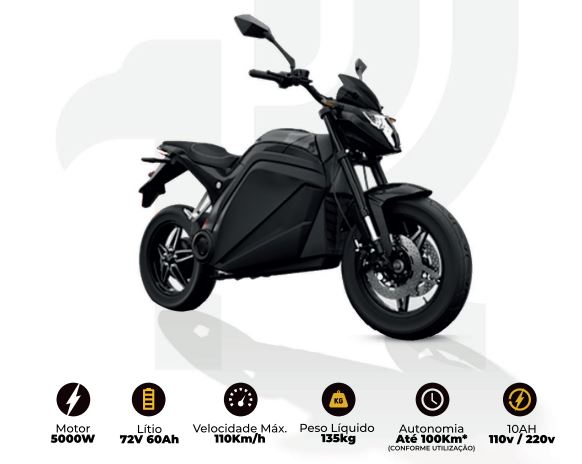 MOTO ELETRICA HAWK MODELO STS 5000W BAT 72V 60AH GS.02 - Sun Clear