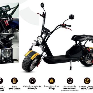 SCOOTER ELETRICA HAWK MODELO X16 3000W BAT 60V 20AH 2 LUGARES GREY/BLUE GE.03